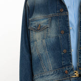 Victoria Beckham - Cropped Denim Jacket In Heavy Vintage Indigo Wash