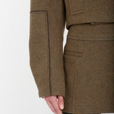 Victoria Beckham - Cropped Pea Coat In Khaki