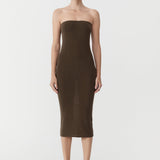 St. Agni - 90s Strapless Knit Midi Dress - Kelp