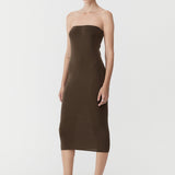 St. Agni - 90s Strapless Knit Midi Dress - Kelp