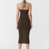 St. Agni - 90s Strapless Knit Midi Dress - Kelp