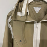 Bottega Veneta Menswear Beige and White Long Zipped Parka Jacket Size S (UK 36)