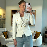 Balmain White Tweed Blazer Jacket with Gold Button Details Size FR 34 (UK 6)