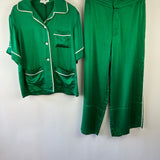 Olivia Von Halle Green Two-Piece Shirt and Trouser Pyjama Set Size 2 (UK 10)