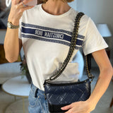 Chanel Blue & Black Small Gabrielle Bag in Lambskin Leather with Mixed Hardware