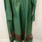 Fendi Green and Brown Silk Checked Maxi Dress with Logo Buttons Size IT 42 (UK 10) RRP £2,250