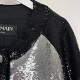 Balmain Black Sequin Panelled Bomber Jacket Size FR 38 (UK 10)