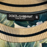 Dolce & Gabbana Green and White Floral Jumper with Gold Collar Detail Size IT 40 (UK 8)