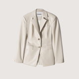 Nanushka - Hathi - Sale Alt-Leather Tailored Blazer - Creme