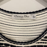 Christian Dior Navy and White Striped Textured Midi Dress and Cardigan Set Size FR 42 (UK 14)