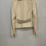 Dolce & Gabbana Cream Jacket with Textured Collar and Large Buttons Detail Size IT 40 (UK 8)