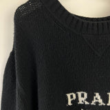 Prada Black Knitted Long Sleeve Oversized Jumper with Logo Detail IT 50 (UK 18)