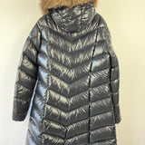 Moncler Black Fulmarus Hooded Diamond-Quilted Long Down Jacket with Brown Fur Size 6 (UK 20) RRP £1,790