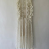 Zimmermann Cream Crochet Lace Polkadot Midi Dress Size 0 (UK 6)