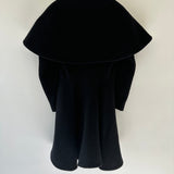 Alexander McQueen Black A-Line Wool Coat with Cape Collar Size IT 40 (UK 8)