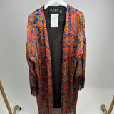 Etro Multicolour Abstract Print Longline Coat with Tassel Hem One Size