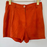 Hermès Orange Suede High Waist Shorts with Stitch Detail Size FR 38 (UK 10)