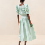 Roeffler Randall - Anais Green/Cream Smocked Dress