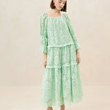 Roeffler Randall - Antoinette Sage Tiered Lace Dress