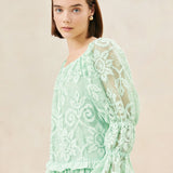 Roeffler Randall - Antoinette Sage Tiered Lace Dress