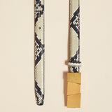 The Small Axel Belt in Natural Python-Embossed Leather with Antique Gold