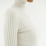 almadalabel - Faie Rib Knit Sweater, cream