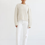 ALMADA LABEL - Naia Cable Knit Sweater, cream