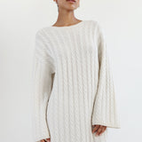 almadalabel - Noma Cable Knit Dress, cream