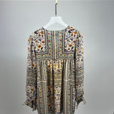 Saint Laurent Cream Silk Tunic Dress with Multi-Colour Floral Pattern Detail Size FR 36 (UK 8)