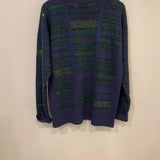 Chanel Navy Cashmere Long-Sleeve Jumper with Green Sequin Embellishments Size FR 36 (UK 8)