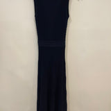 Loro Piana Navy Silk Sleeveless Elastic Pleated Midi Dress Size XS (UK 6)