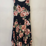 Dolce & Gabbana Black and Pink Silk Floral Printed Layered Midi Dress Size IT 42 (UK 10)