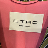 Etro Pink and Green Striped Silk Coat with Belt FR 38 (UK 10)