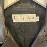 Christian Dior Black Leather Biker Jacket with Silver Zip Detail and Stitch Logo FR 40 (UK 12)