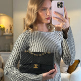 Chanel Black Vintage Classic Small Double Flap Bag in Lambskin Leather with 24K Gold Hardware