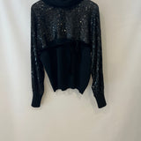 Valentino Black Cashmere Turtleneck Sequin Sleeve Jumper Size M (UK 10)