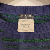 Chanel Navy Cashmere Long-Sleeve Jumper with Green Sequin Embellishments Size FR 36 (UK 8)