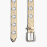 Khaite - Benny Belt with Studs in Dark Ivory Leather and Silver