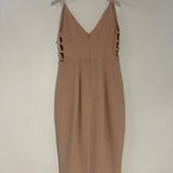 Zimmermann Blush Crepe Midi Dress with Gold Link and Split Detail Size 0 (UK 8)