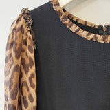 Dolce & Gabbana Black Dress with Leopard Silk Sleeves and Collar Size IT 42 (UK 10) RRP £1,450