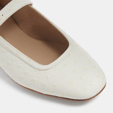 Le Monde Beryl - Ballet Mary Jane / Ivory Leather Ostrich Effect