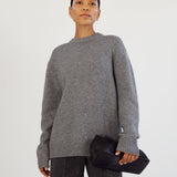 almadalabel - Boyfriend Crewneck Sweater, grey