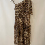 Dolce & Gabbana Brown Silk Leopard Asymmetric Tiered Midi Dress Size IT 44 (UK 12)