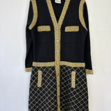 Chanel 15/A Black Long Sleeve Tweed Midi Dress Size FR 40 (UK 12)