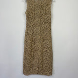 Prada Metallic Gold Sleeveless Floral Crochet Midi Dress Size IT 38 (UK 6)