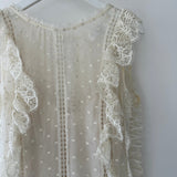 Zimmermann Cream Crochet Lace Polkadot Midi Dress Size 0 (UK 6)