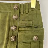 Balmain Khaki Midi Skirt with Pocket and Asymmetric Split Detail Size FR 36 (UK 8)