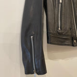 Christian Dior Black Leather Biker Jacket with Silver Zip Detail and Stitch Logo FR 40 (UK 12)