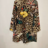 Dolce & Gabbana Leopard and Multicolour Silk Printed Long-Sleeve Playsuit Size IT 40 (UK 8)