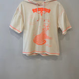 Hermès Cream and Neon Orange Jungle Love Hooded T-Shirt Size FR 36 (UK 8)